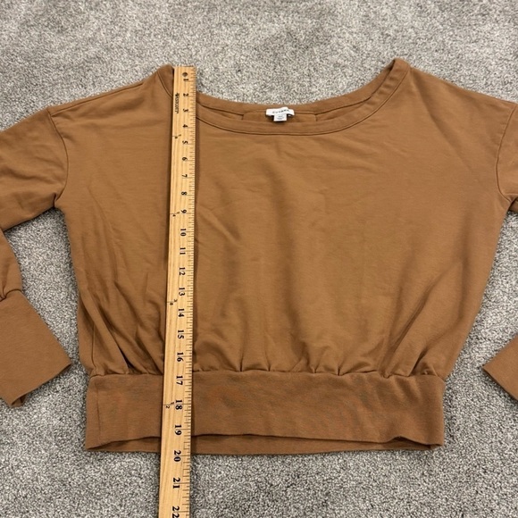 Cuyana French Terry Boatneck Sweatshirt Organic Cotton Camel Brown Size Small - Picture 10 of 10